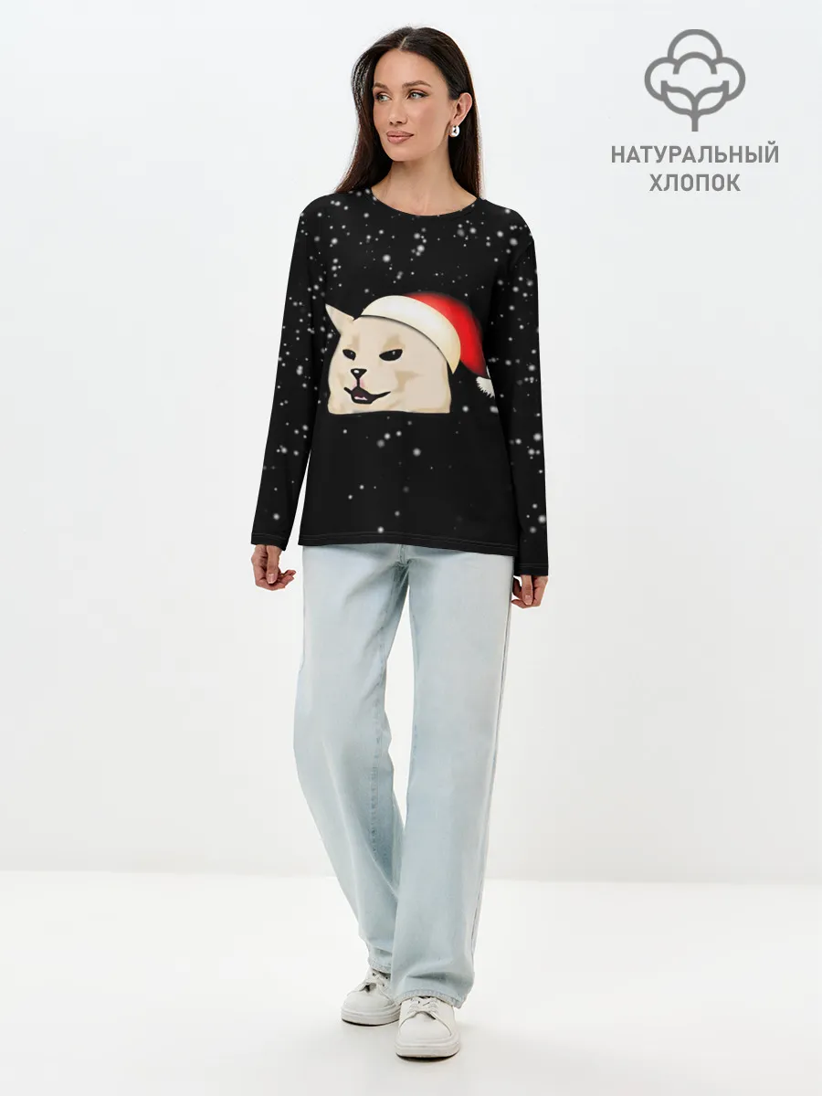 Лонгслив женский. Хлопок / woman yelling at cat