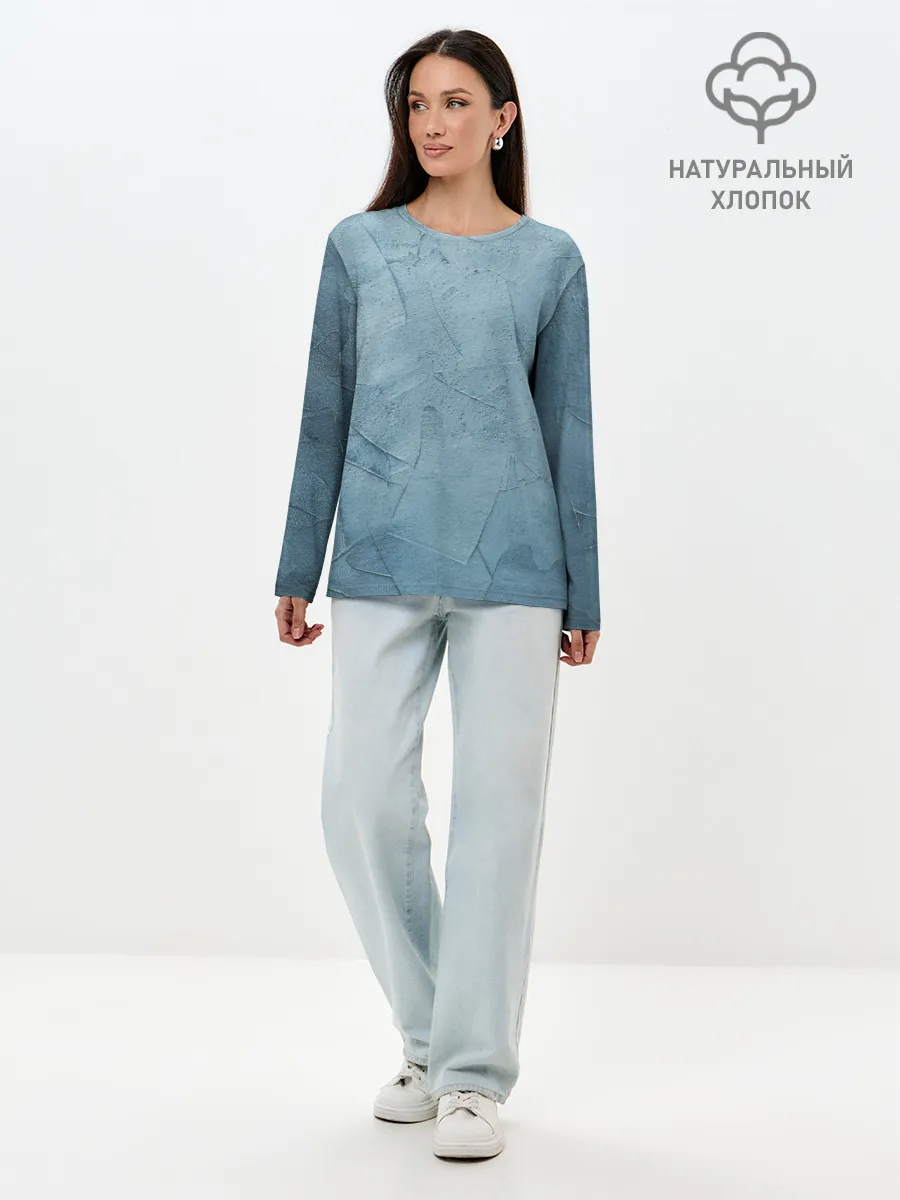Лонгслив женский. Хлопок / Оттенки синего