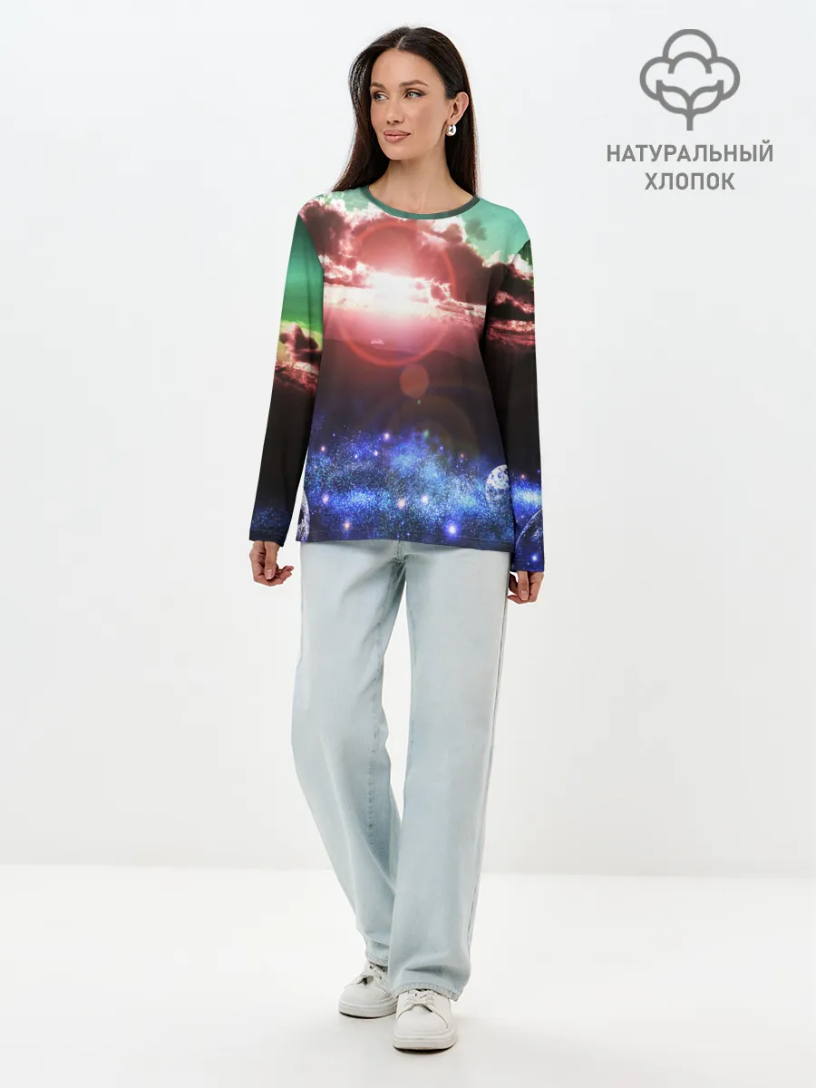Лонгслив женский. Хлопок / ЗАКАТ НОЧНОЙ