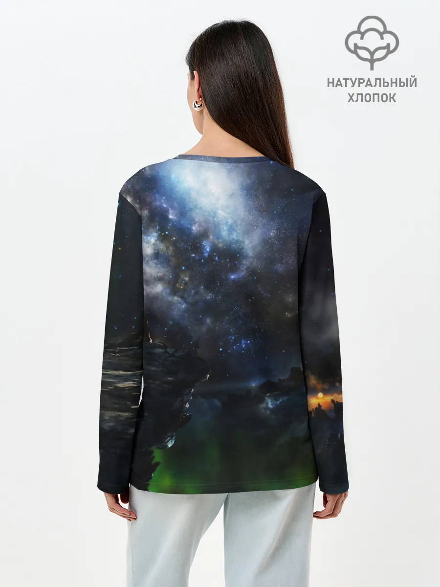 Лонгслив женский. Хлопок / Космос