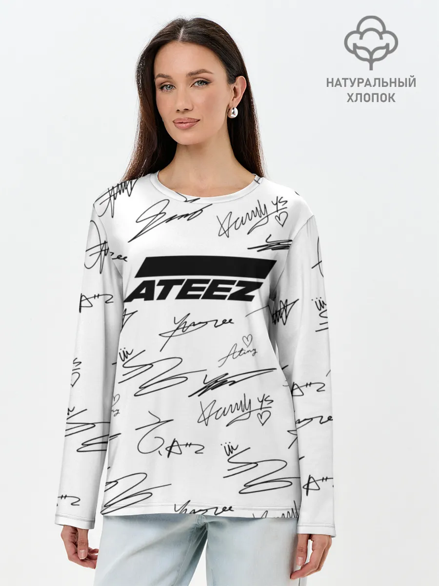 Лонгслив женский. Хлопок / ATEEZ АВТОГРАФЫ