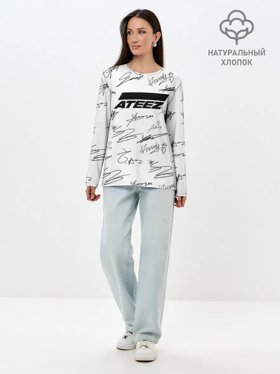 Лонгслив женский. Хлопок / ATEEZ АВТОГРАФЫ