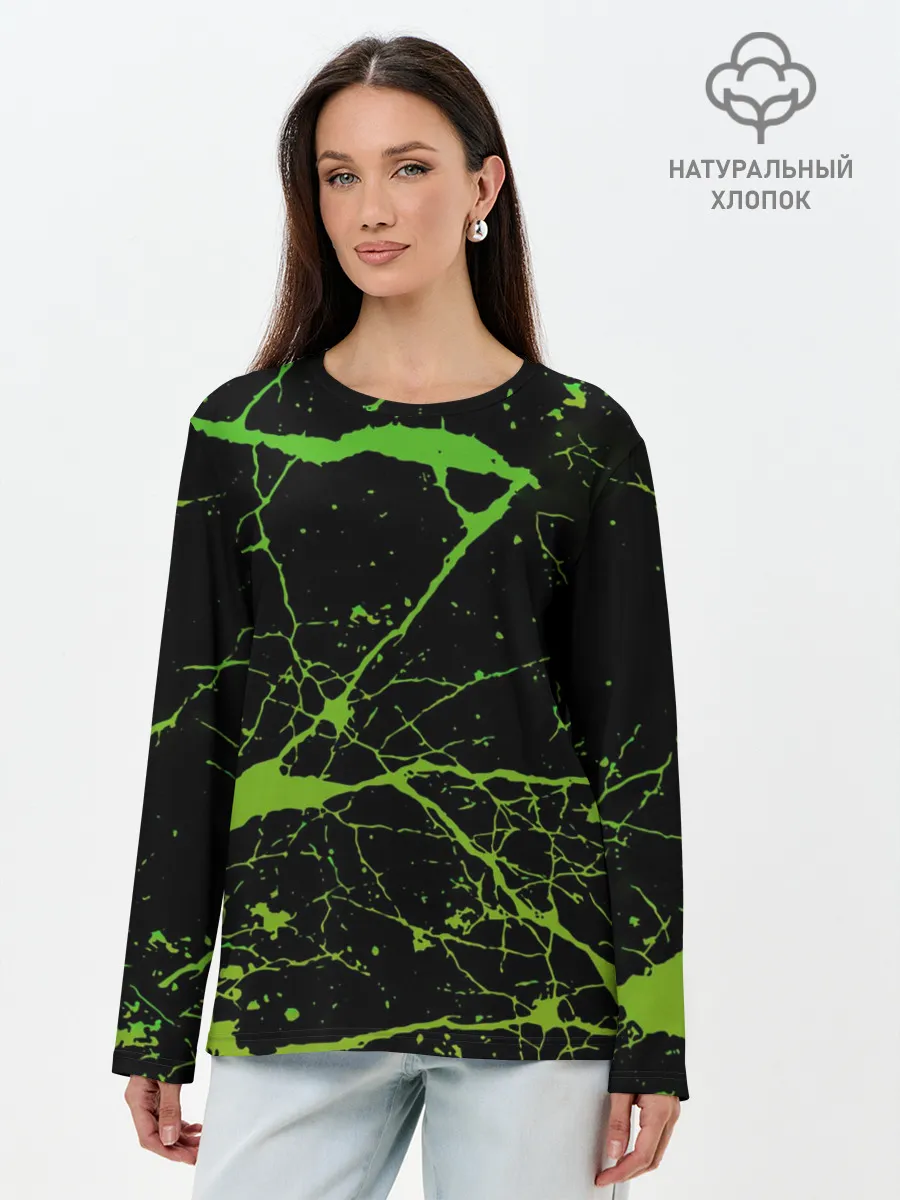 Лонгслив женский. Хлопок / Брызги Красок