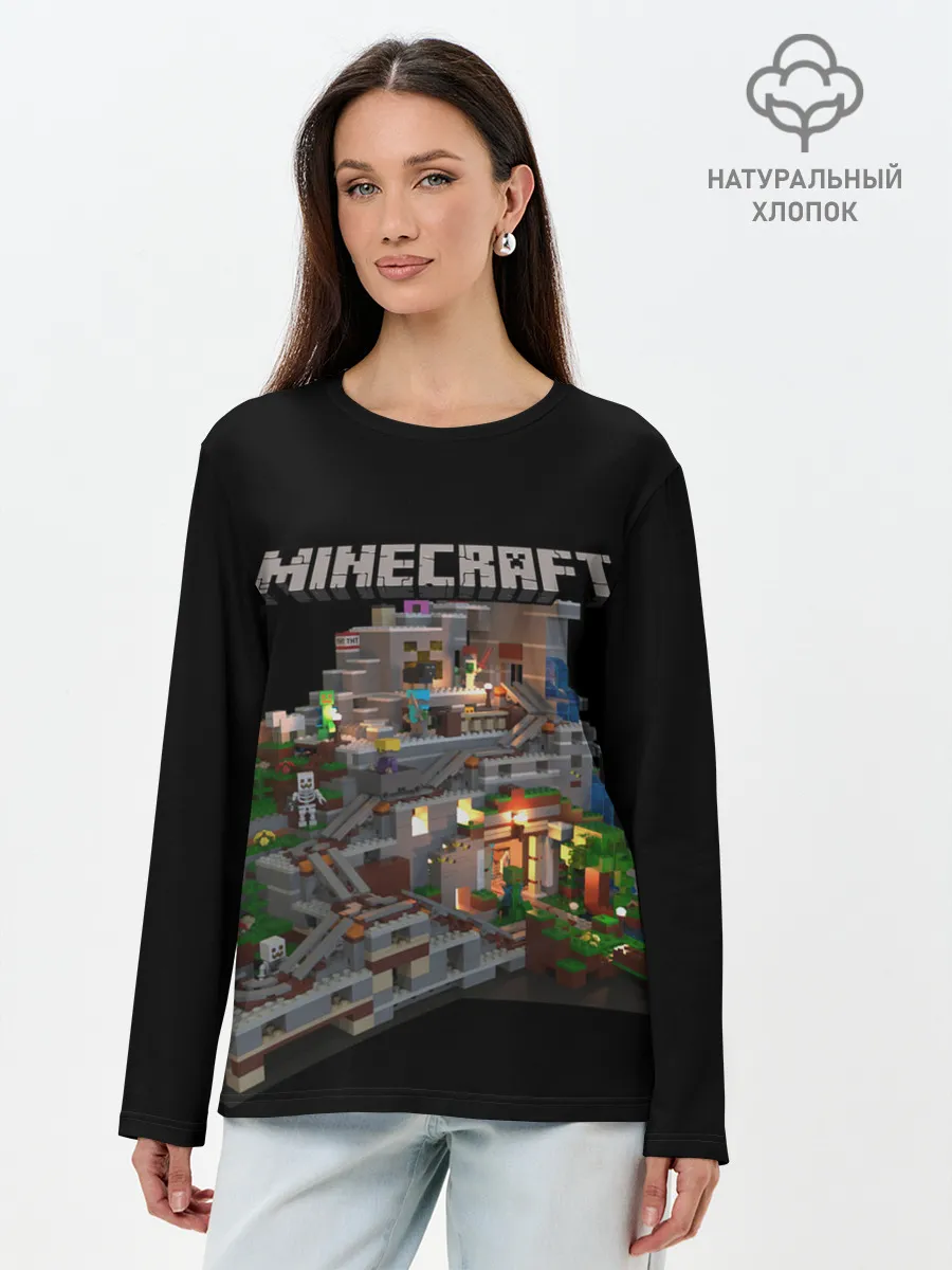 Лонгслив женский. Хлопок / MINECRAFT