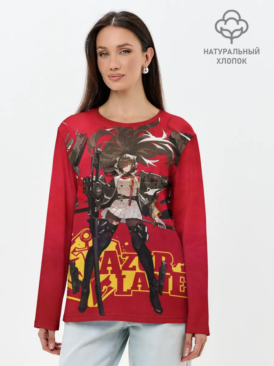 Лонгслив женский. Хлопок / Азур Лейн ленты