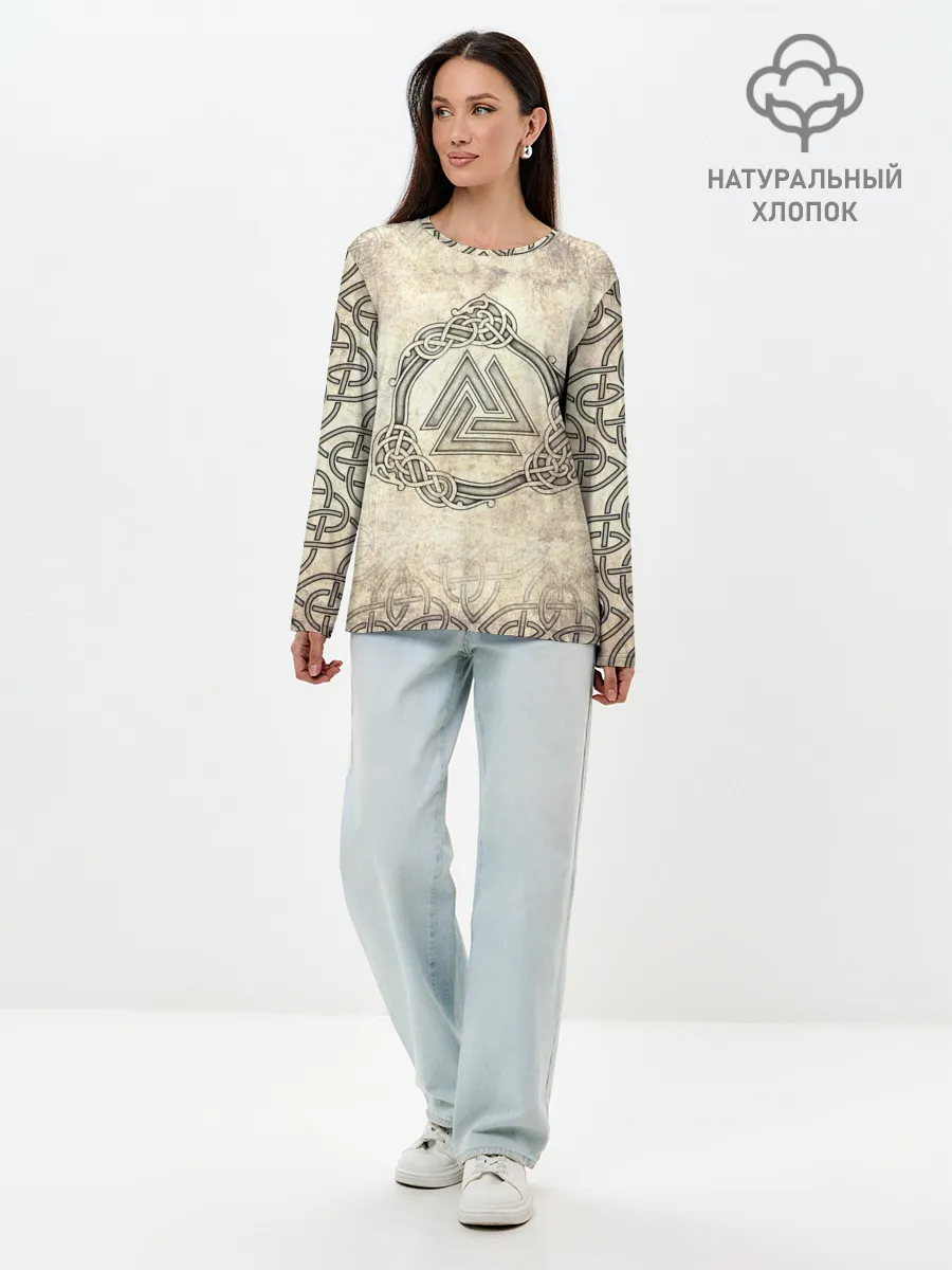 Лонгслив женский. Хлопок / Валькнут