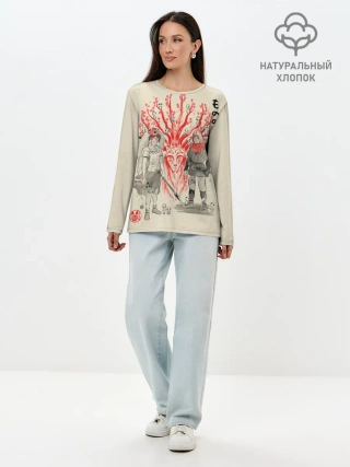 Лонгслив женский. Хлопок / Принцесса Мононоке