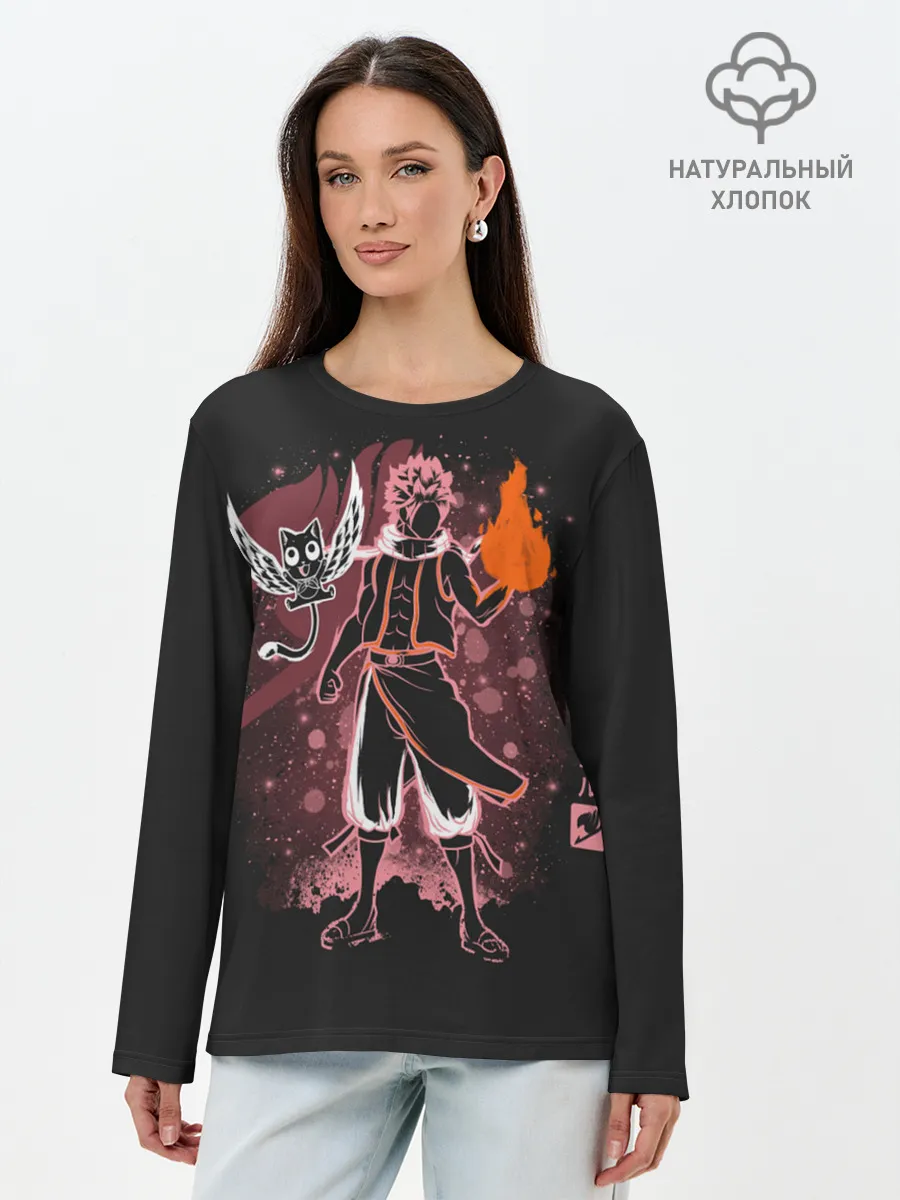 Лонгслив женский. Хлопок / Нацу Драгнил и Хэппи
