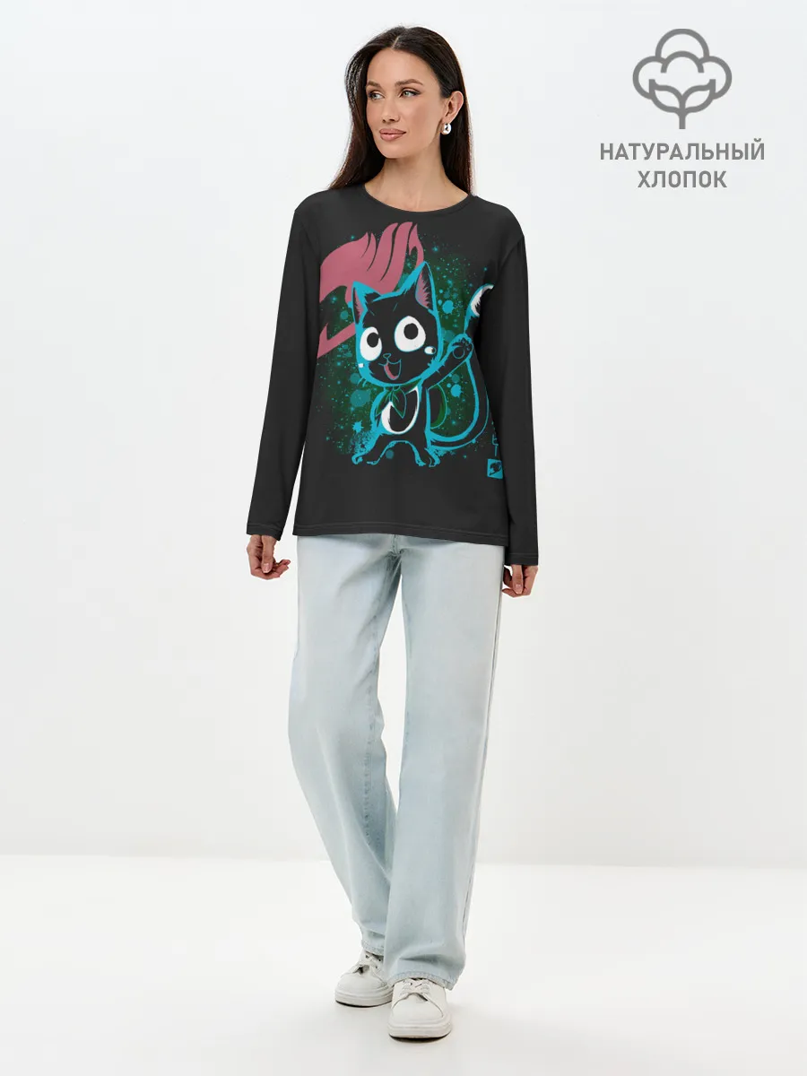Лонгслив женский. Хлопок / Эмблема Хвоста Феи и Хэппи