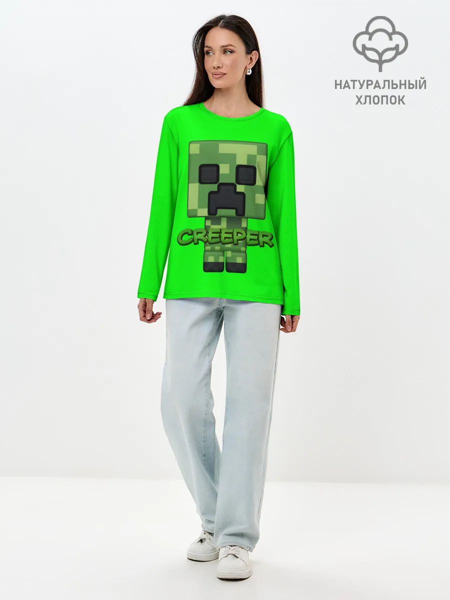 Лонгслив женский. Хлопок / MINECRAFT CREEPER