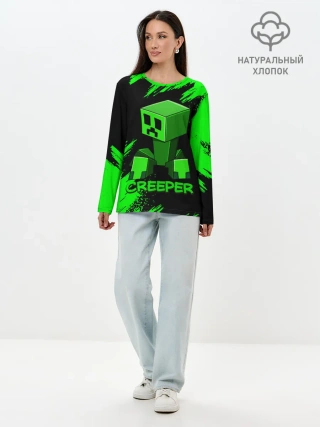 Лонгслив женский. Хлопок / MINECRAFT CREEPER