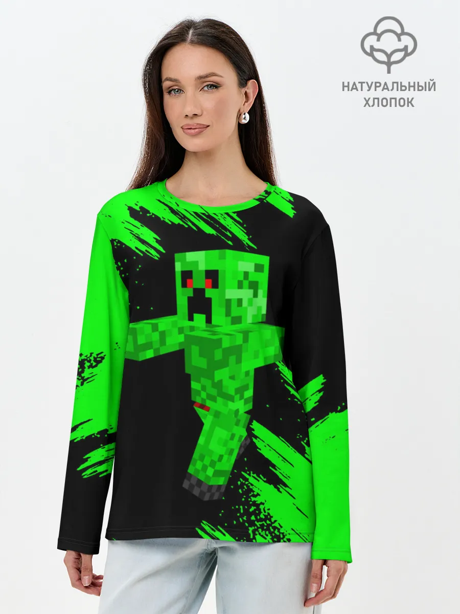 Лонгслив женский. Хлопок / MINECRAFT