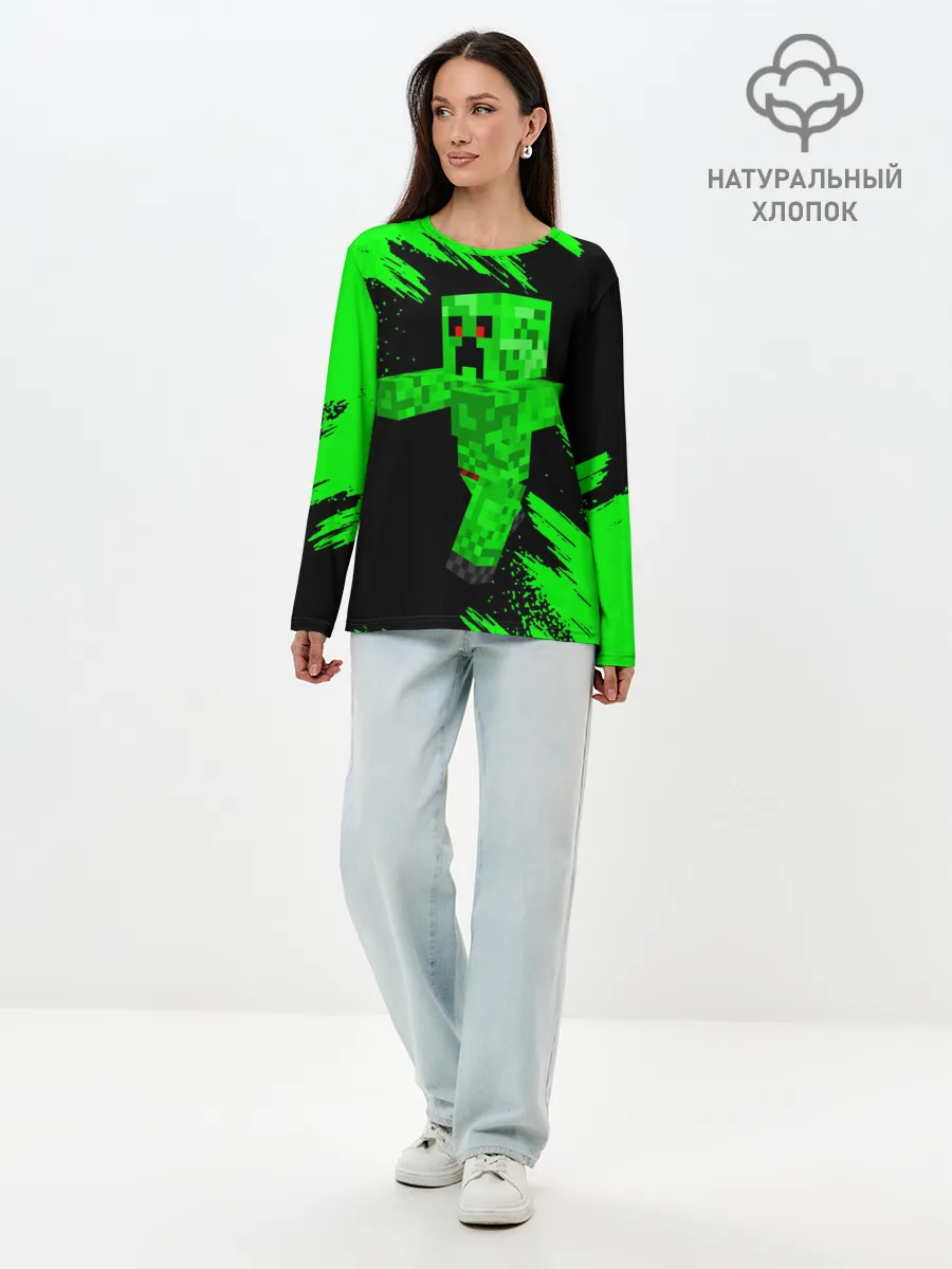 Лонгслив женский. Хлопок / MINECRAFT