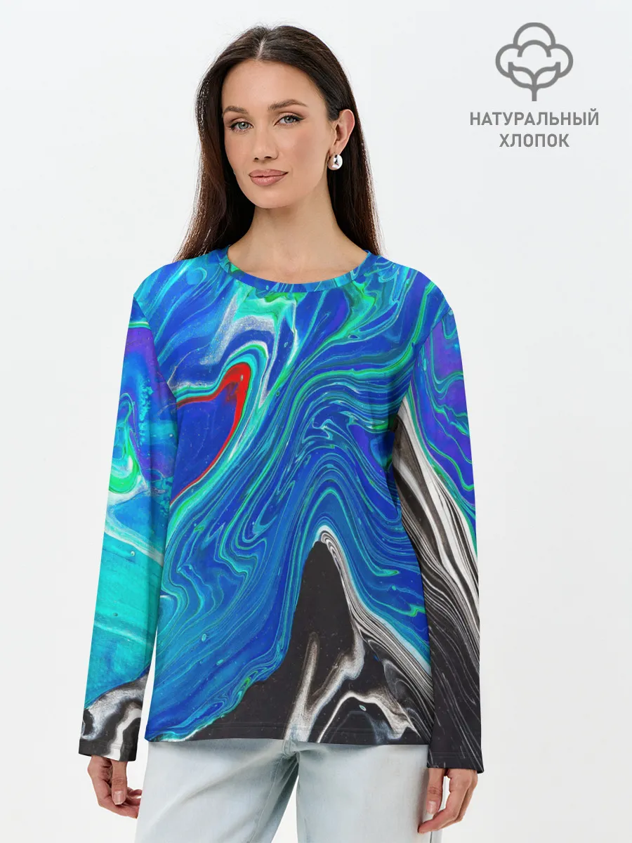 Лонгслив женский. Хлопок / КИСЛОТНЫЙ АКРИЛ