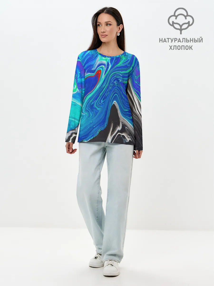 Лонгслив женский. Хлопок / КИСЛОТНЫЙ АКРИЛ