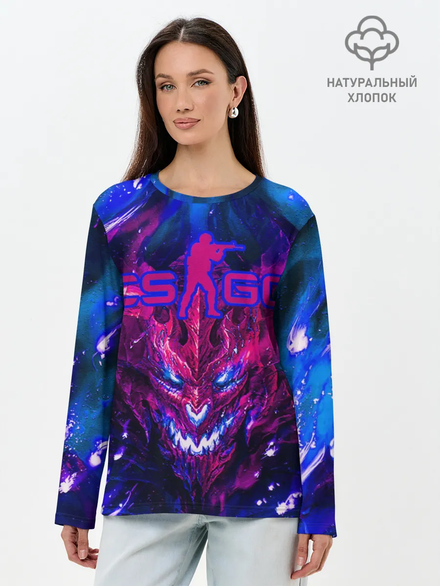 Лонгслив женский. Хлопок / CS GO + текстура ТОП