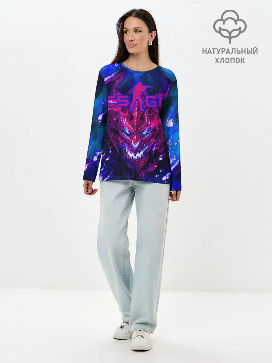 Лонгслив женский. Хлопок / CS GO + текстура ТОП