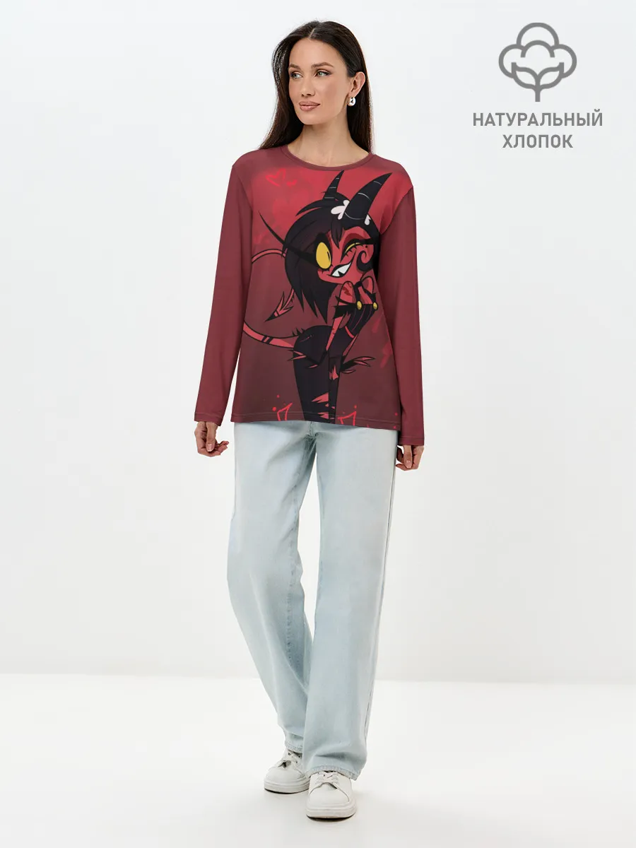 Лонгслив женский. Хлопок / Отель Хазбин