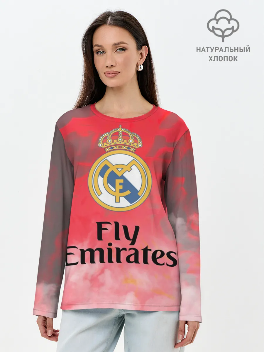 Лонгслив женский. Хлопок / Реал Мадрид