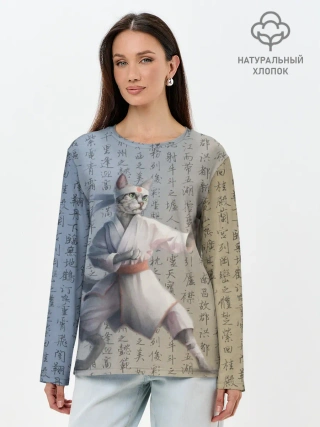 Лонгслив женский. Хлопок / Karate cat