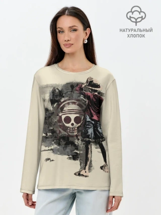Лонгслив женский. Хлопок / Пиратский остров One Piece