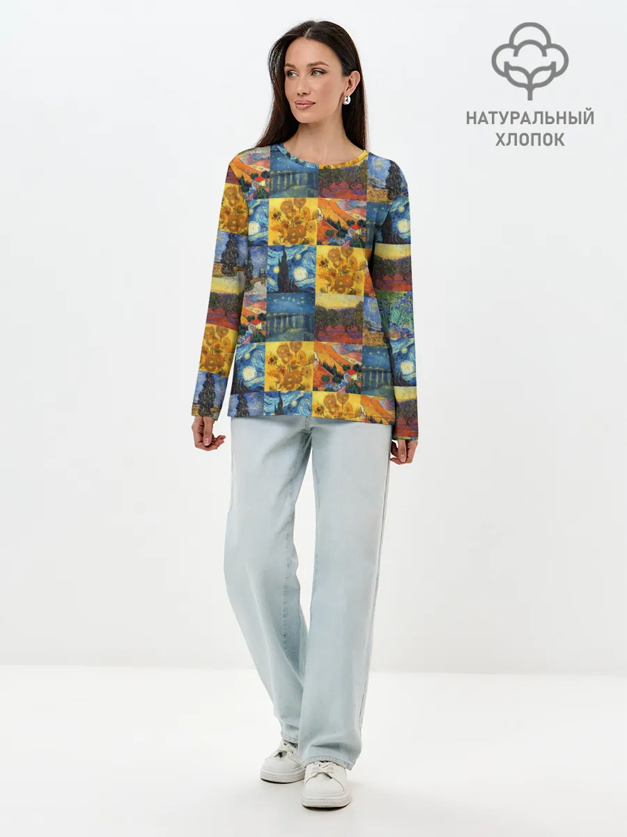 Лонгслив женский. Хлопок / Картины Ван Гога