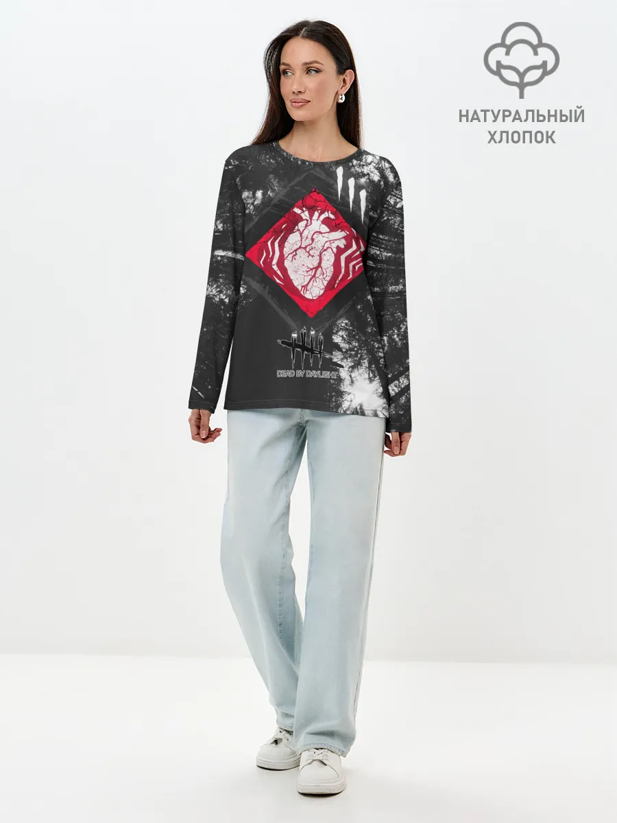 Лонгслив женский. Хлопок / DBD - beating heart