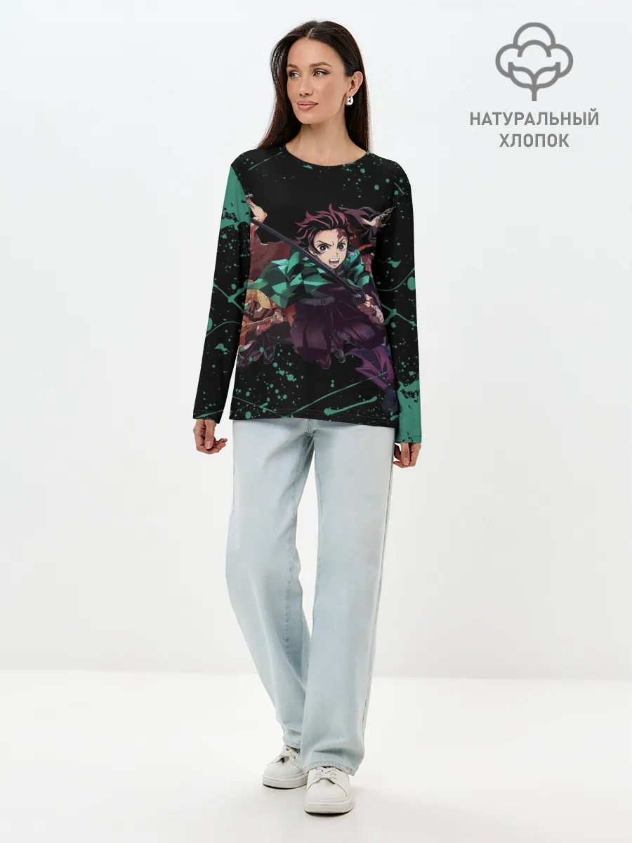 Лонгслив женский. Хлопок / Персонажи Demon Slayer