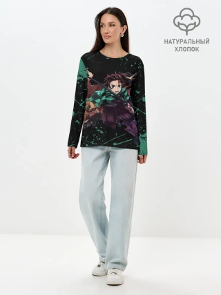 Лонгслив женский. Хлопок / Персонажи Demon Slayer