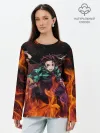 Лонгслив женский. Хлопок / Kimetsu no Yaiba в огне
