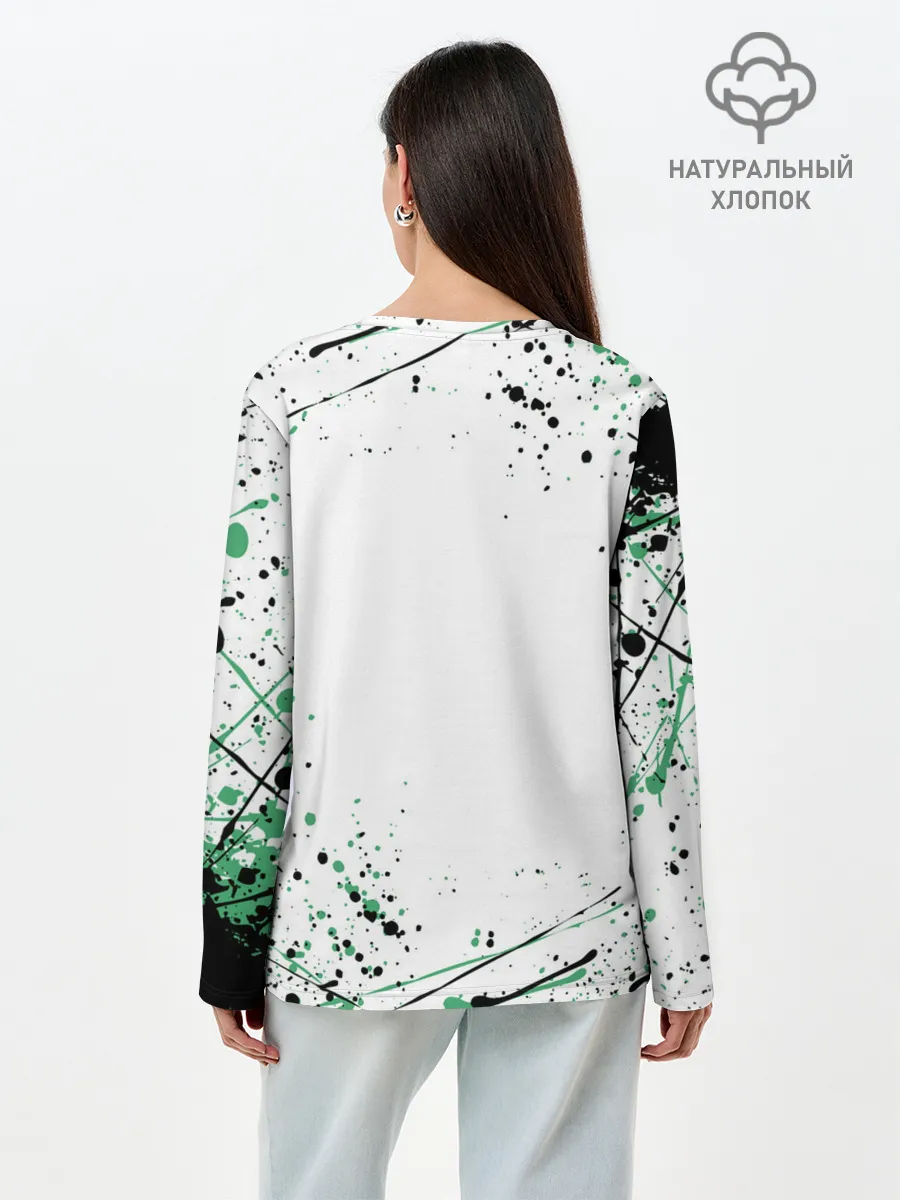 Лонгслив женский. Хлопок / Брызги красок Demon Slayer