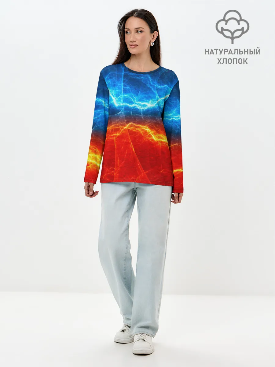 Лонгслив женский. Хлопок / Лёд и огонь