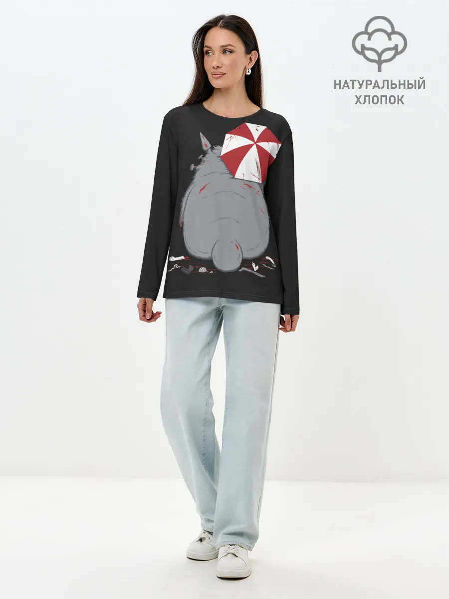 Лонгслив женский. Хлопок / Тоторо и Umbrella Corp.