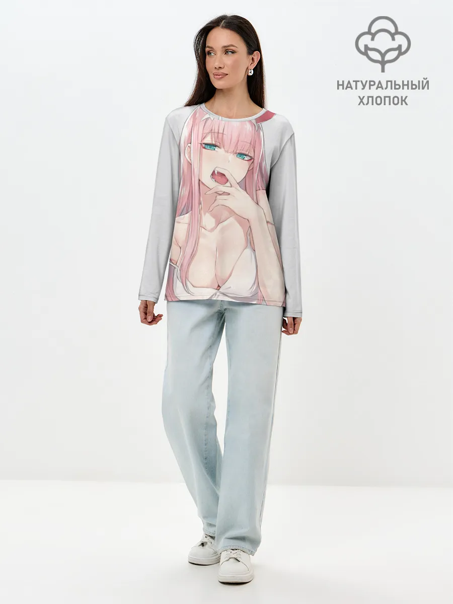 Лонгслив женский. Хлопок / Ahegao Zero Two