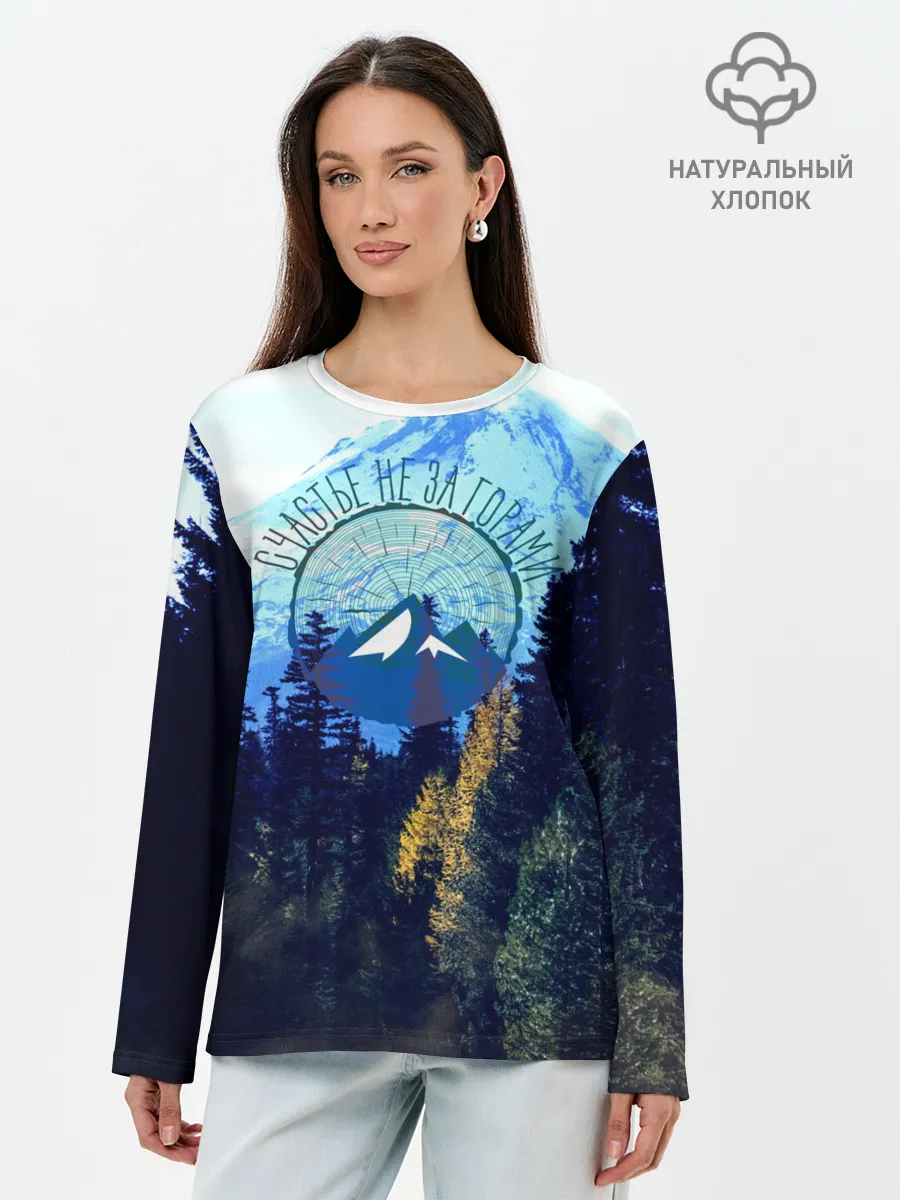 Лонгслив женский. Хлопок / лес