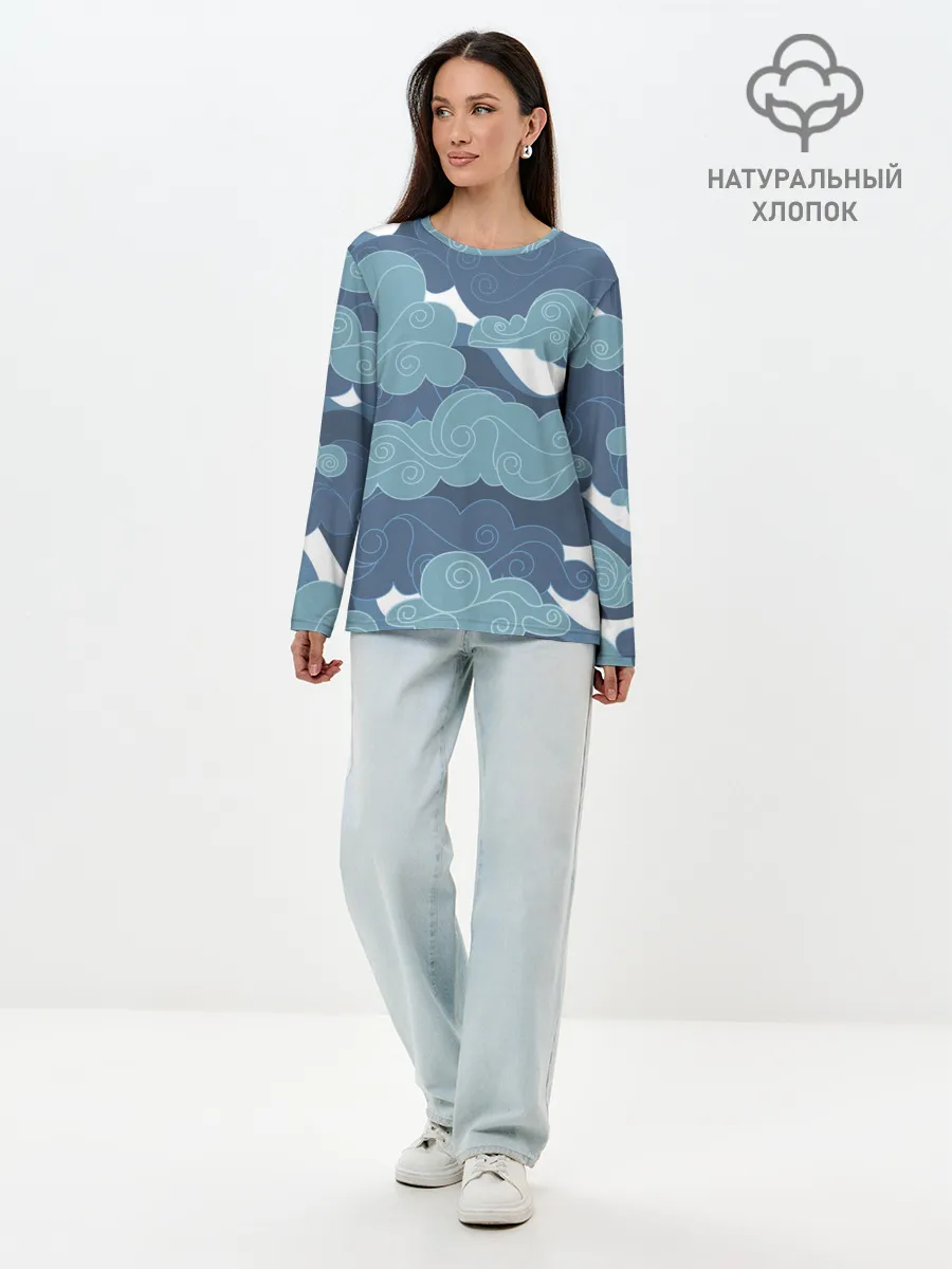 Лонгслив женский. Хлопок / Небо над Китаем