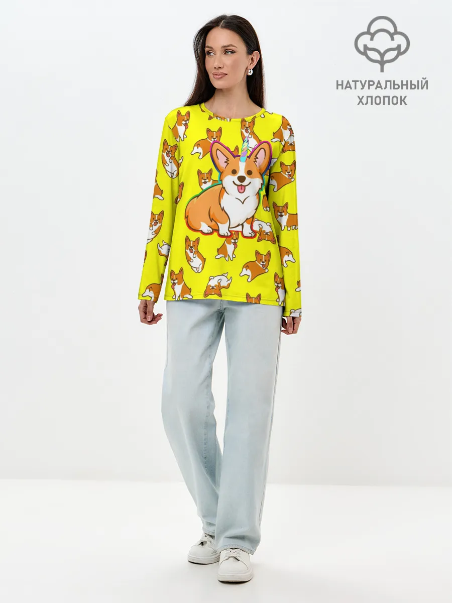 Лонгслив женский. Хлопок / Corgi