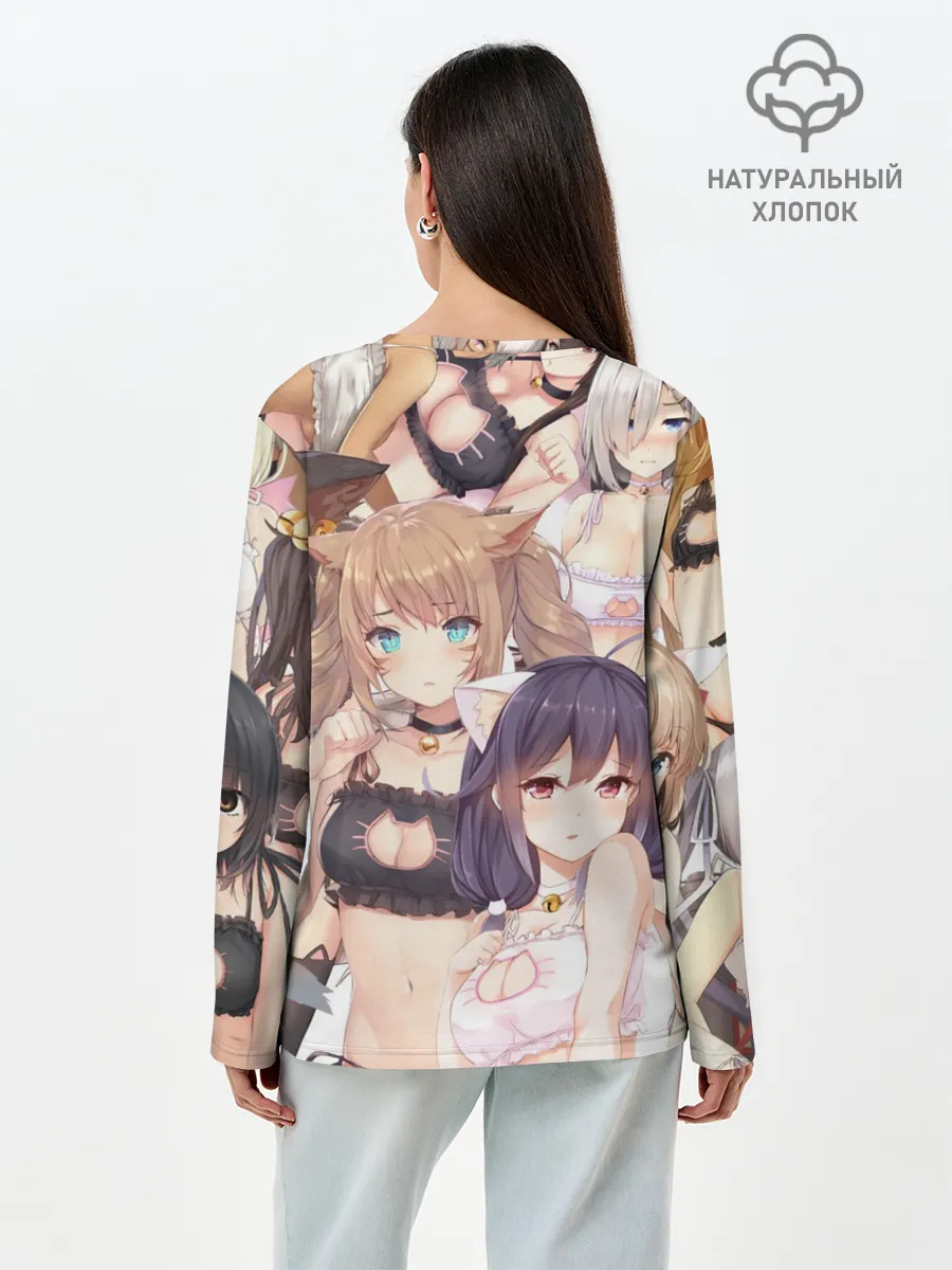 Лонгслив женский. Хлопок / Эччи гарем