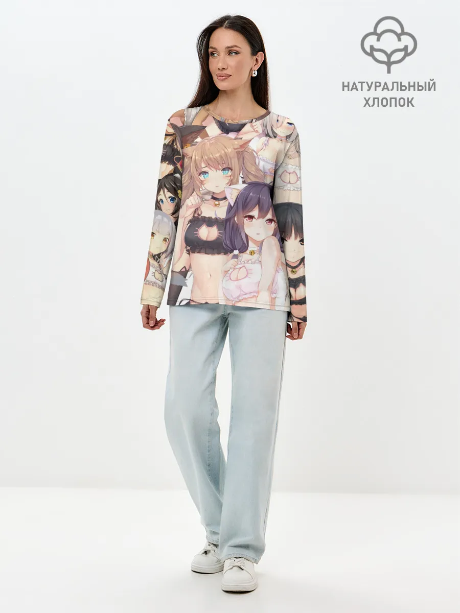 Лонгслив женский. Хлопок / Эччи гарем