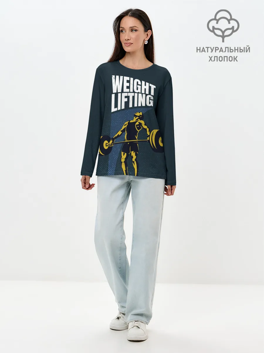 Лонгслив женский. Хлопок / Wheight lifting