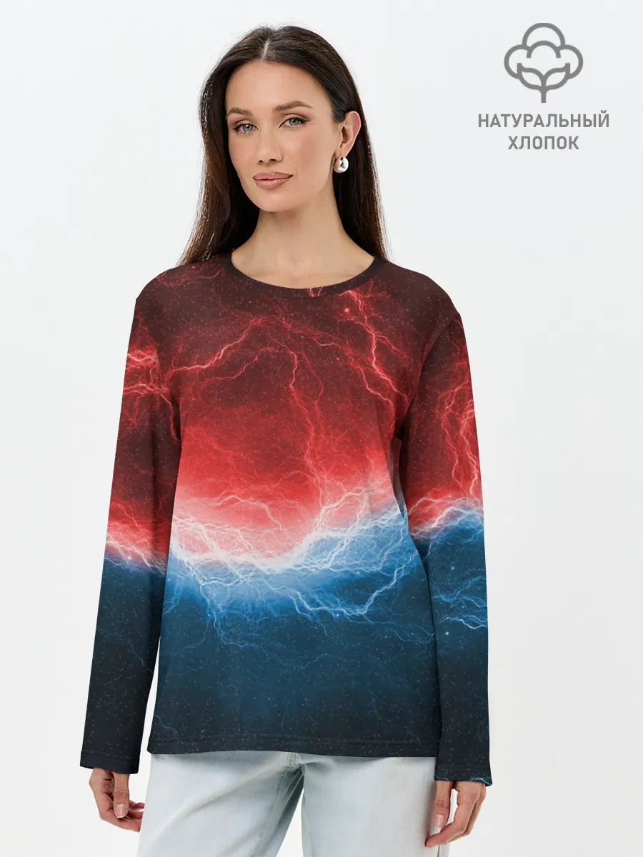 Лонгслив женский. Хлопок / Огонь и лёд