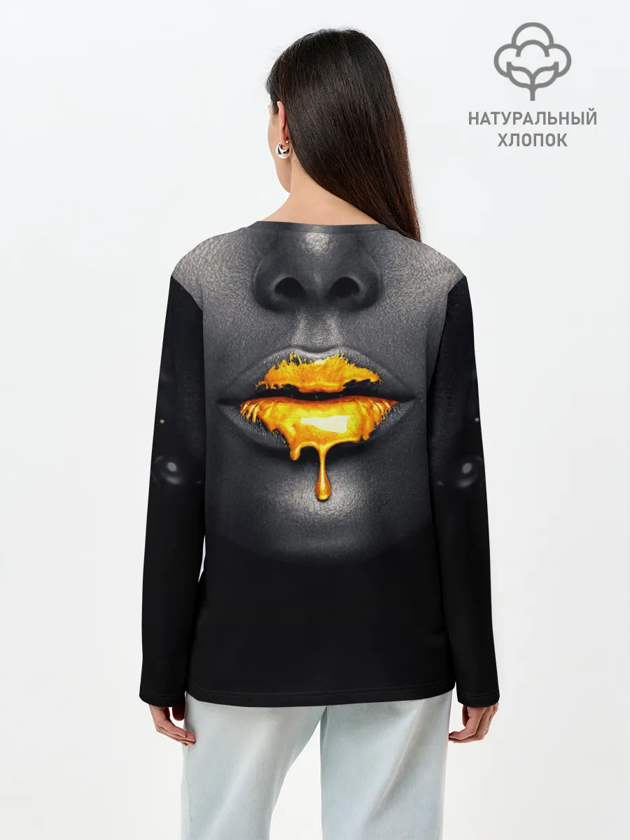 Лонгслив женский. Хлопок / Мода: Губы