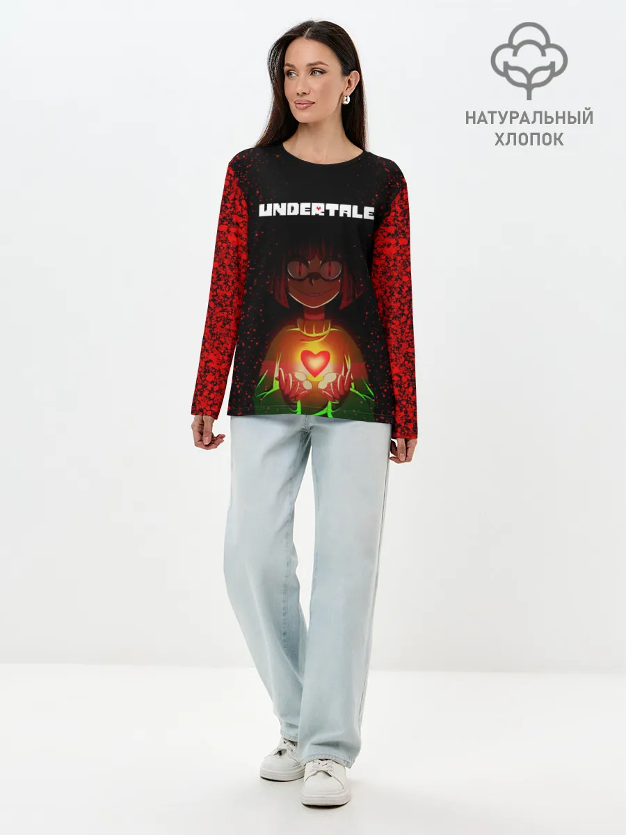 Лонгслив женский. Хлопок / UNDERTALE CHARA