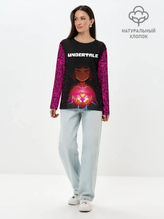 Лонгслив женский. Хлопок / UNDERTALE FRISK