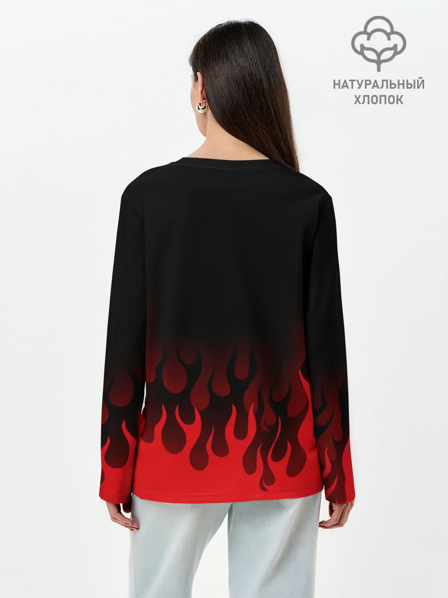 Лонгслив женский. Хлопок / Монокума despair горит