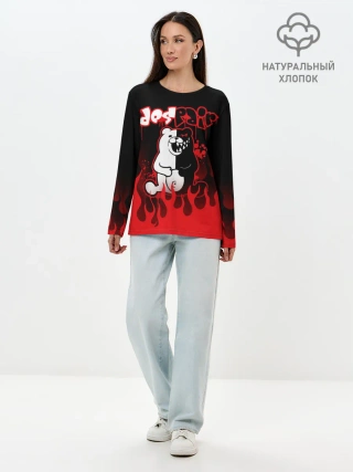 Лонгслив женский. Хлопок / Монокума despair горит