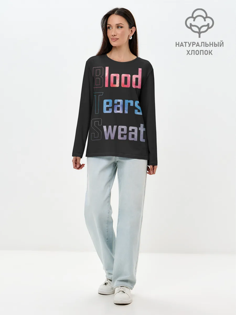 Лонгслив женский. Хлопок / Blood Tears Sweat