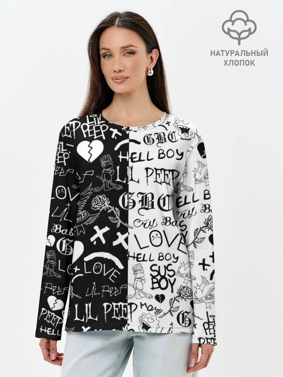 Лонгслив женский. Хлопок / LIL PEEP LOGOBOMBING | ЛИЛ ПИП
