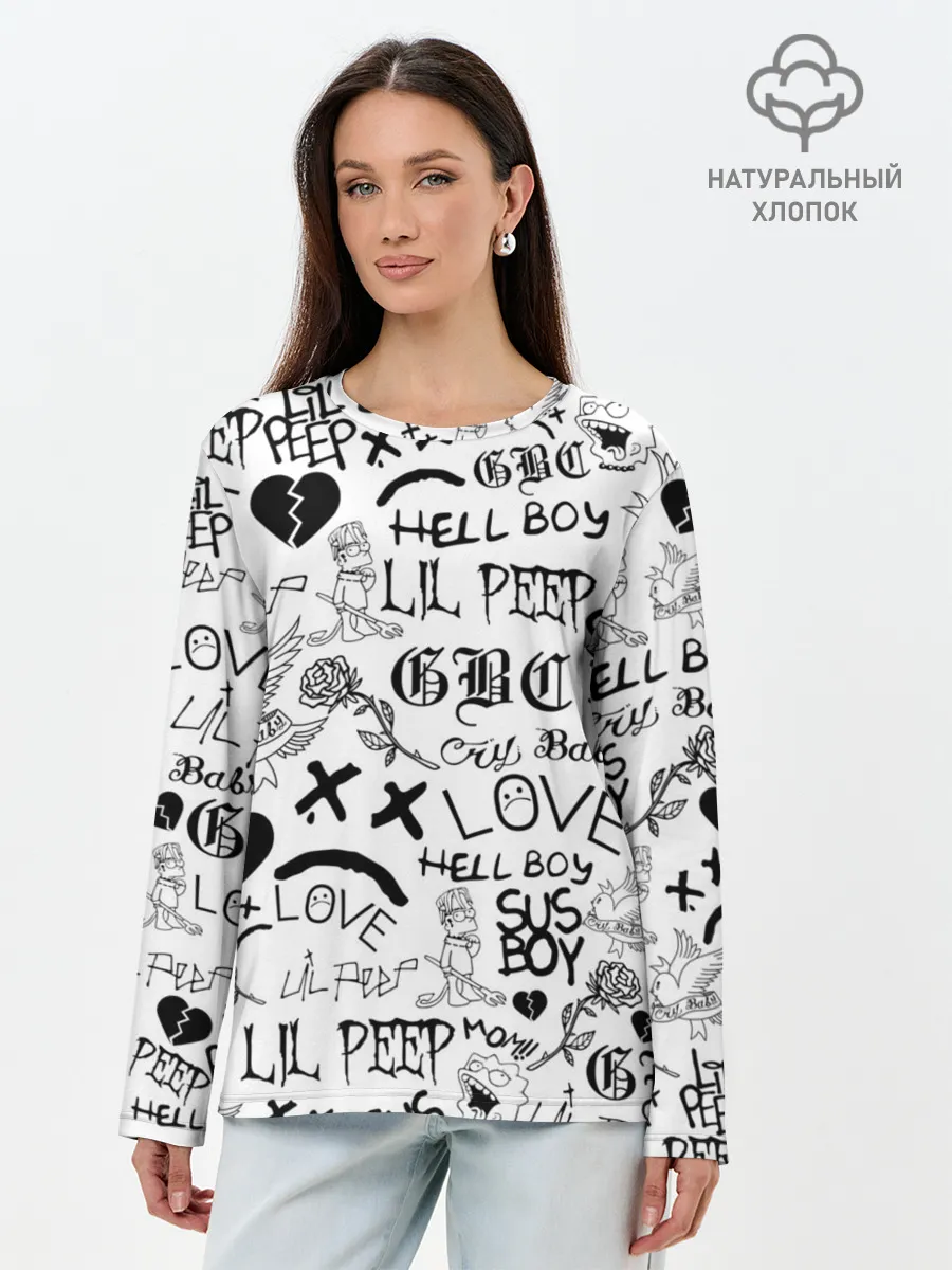 Лонгслив женский. Хлопок / LIL PEEP | ЛИЛ ПИП LOGOBOMBING
