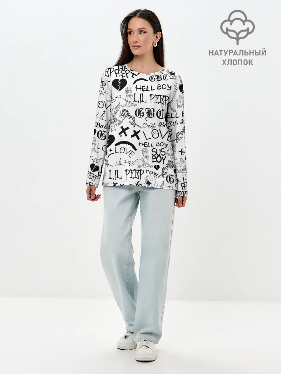 Лонгслив женский. Хлопок / LIL PEEP | ЛИЛ ПИП LOGOBOMBING